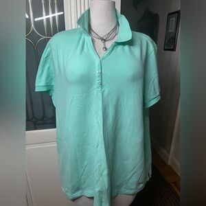 Croft & Barrow Mint Green Classic Polo Shirt 3X Plus Size Preppy Golf Top